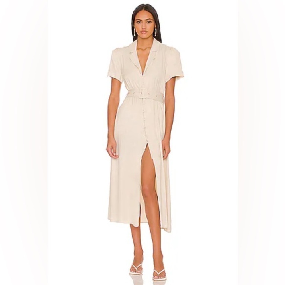 WeWoreWhat Camp Collar Shirt Dress in Creme Brulee Small​​​​​